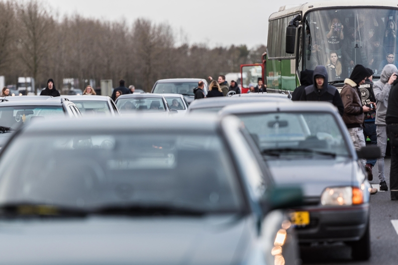 Foto van de blokkade op de A7.